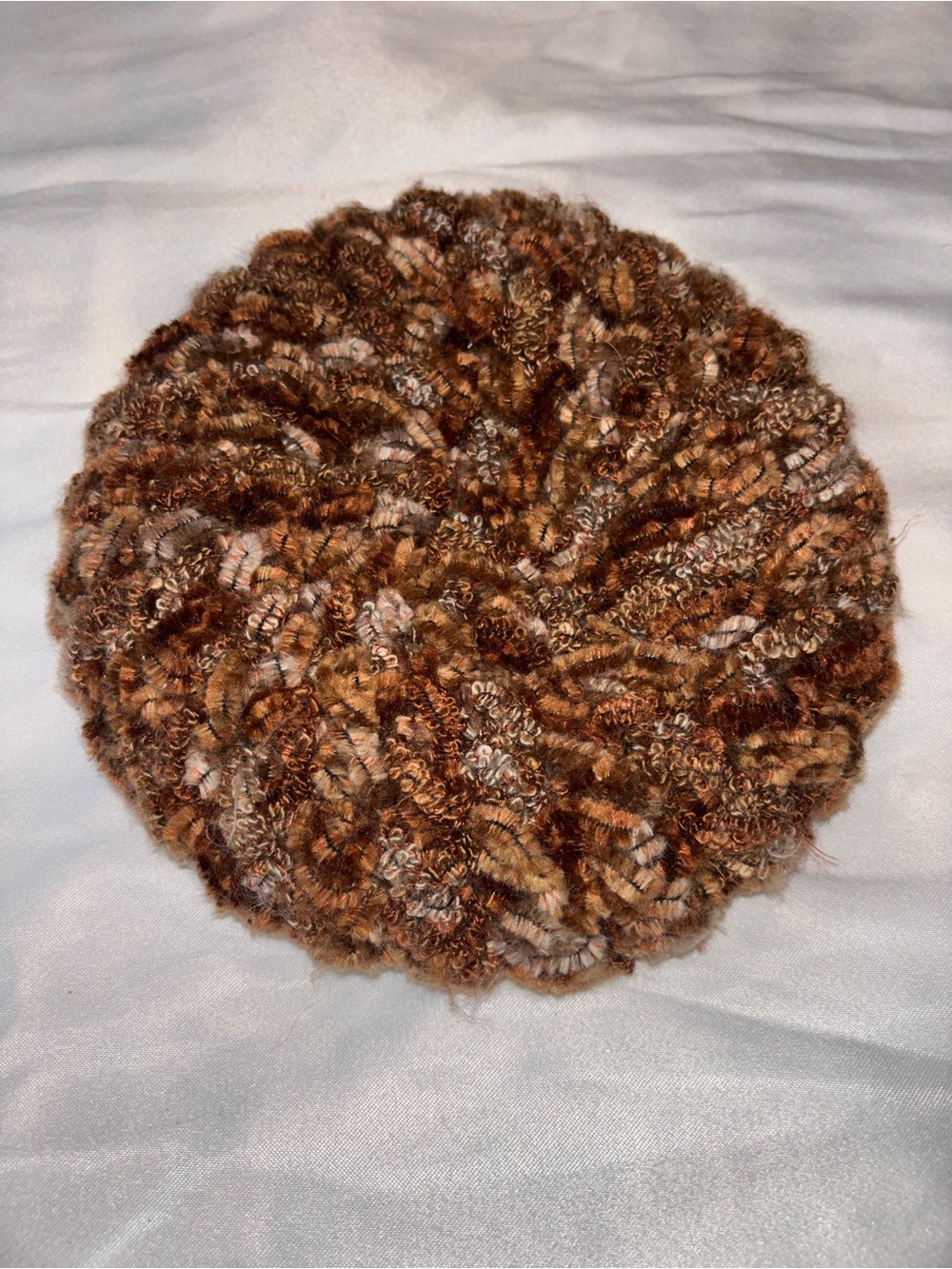 Brown Textured Bouclé Beret Hat | Vintage Inspired Boho 70s